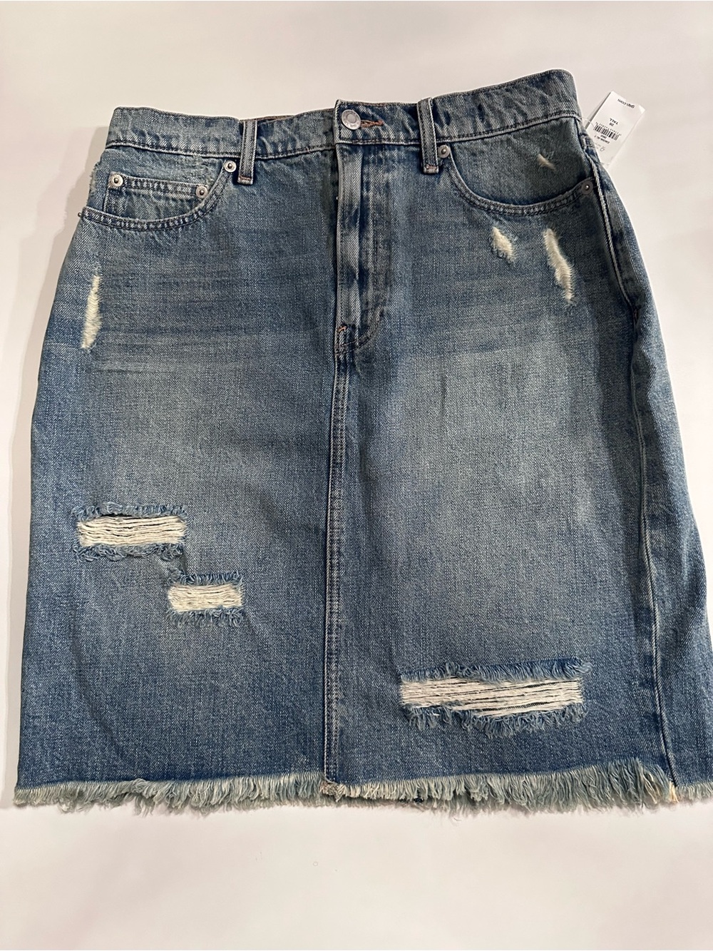 802GAP - Gap Distressed Raw Hem Denim Skirt Size 28 Tall NWT